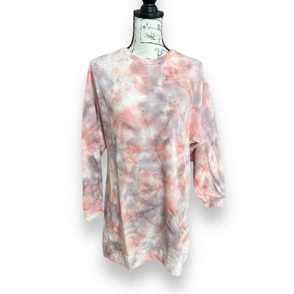 Lulus Tie-Dye Sweatshirt Dress XS NWT Oversized Crewneck Pastel Pink Casual - Picture 1 of 8